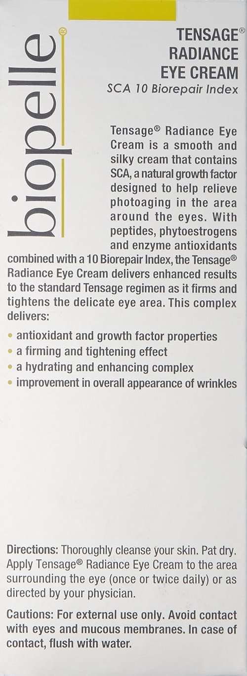 Biopelle Tensage Eye Cream - Radiance & Illuminating Formula with SCA 10 Biorepair, 0.52 Oz