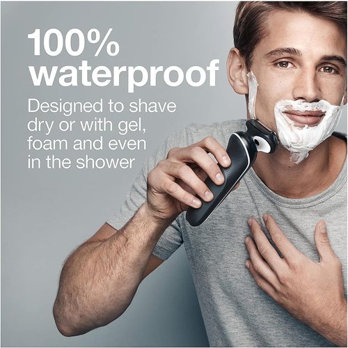 Braun Electric Razor - Waterproof Foil Shaver Series 5 5050cs | Wet & Dry Shave with Beard Trimmer & Charging Stand - Blue