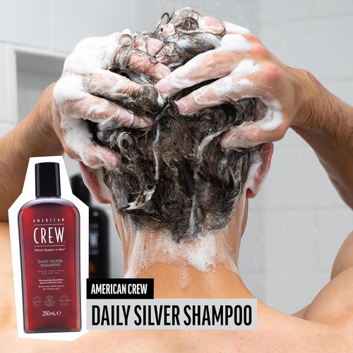 American Crew Daily Silver Shampoo - Removes Brassy Tones, Naturally Derived Vegan Formula, 8.4 Fl Oz