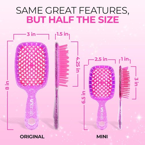 FHI Heat UNbrush Mini Detangler Brush - Pain-Free Brushing for All Hair Types | Durable Anti-Static Bristles, Lightweight Design