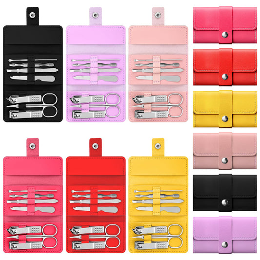 WILLBOND 12 Sets Manicure Set Nail Clippers Pedicure Kit 7 in 1 Stainless Steel Professional Pedicure Set Grooming Kits Nail Care Tools with Travel Case for Nail Care Multi Color (Bright Colors)