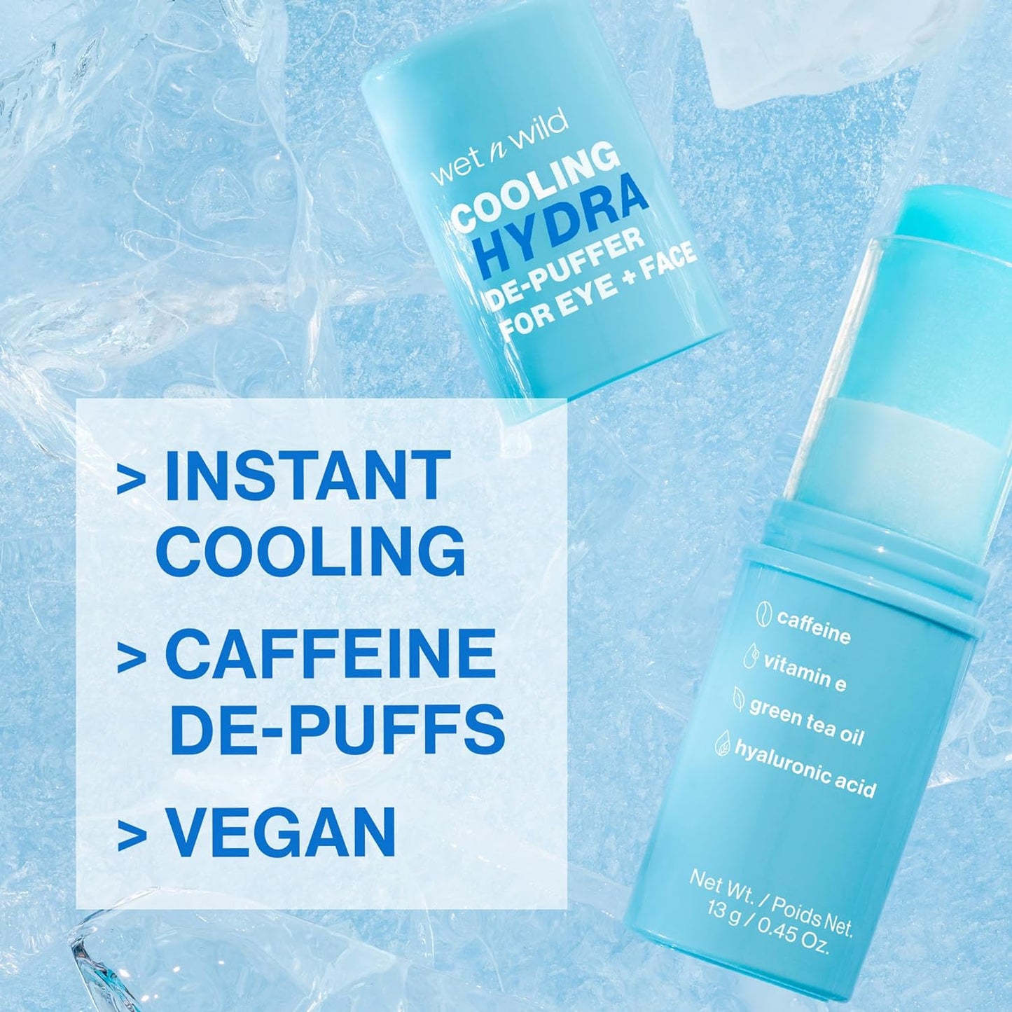 Wet n Wild Cooling Hydra De-Puffer | Soothing Face Primer Stick with Vitamin E & Caffeine | Vegan, Pack of 2