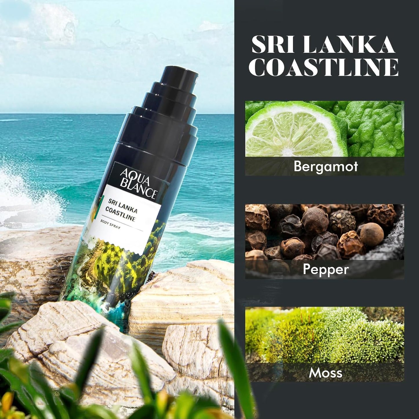 AQUA BLANCE Men's Body Spray - Long Lasting Refreshing Fragrance | Pack of 3, 3.4 Fl Oz Each