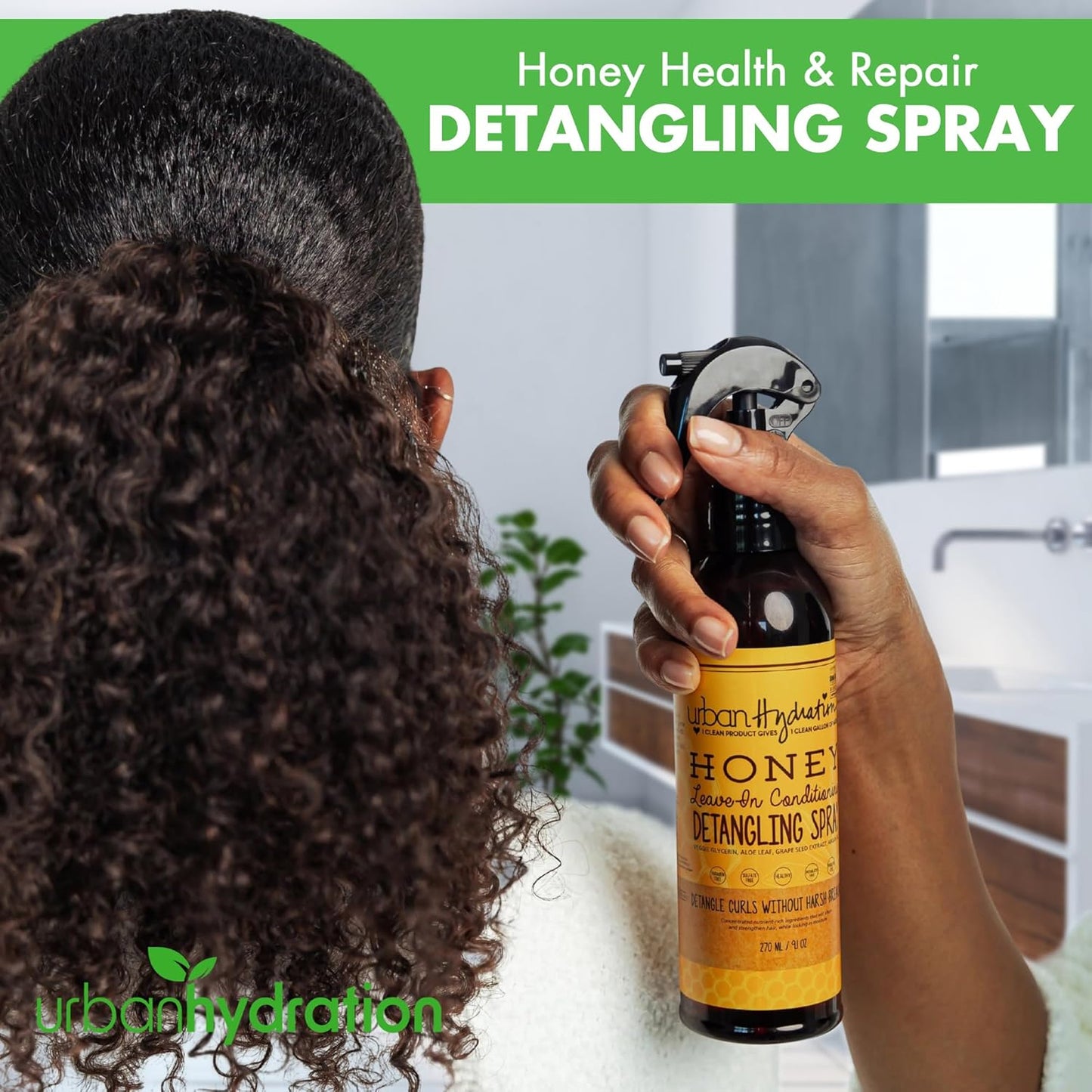 Urban Hydration Honey Hair Detangler - Sulfate & Paraben Free, Prevents Breakage & Tames Frizz | 9.1 Fl Oz