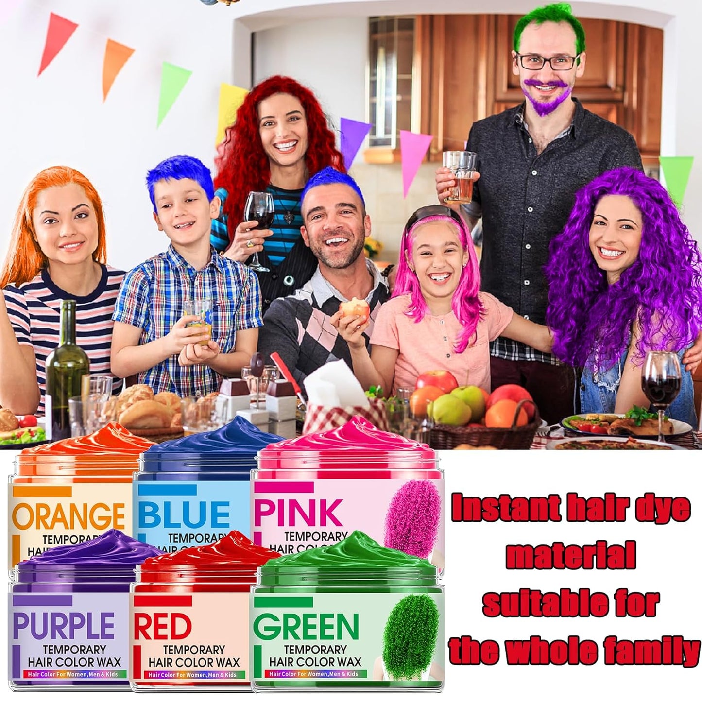 Skiennix Temporary Hair Color Wax - Vibrant DIY Hair Dye for Kids & Teens | 6 Colors Available