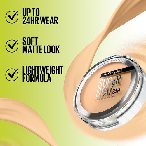 Maybelline Super Stay Powder Foundation - 24HR Medium-to-Full Coverage, Matte Finish, Shade 220, 1 Count