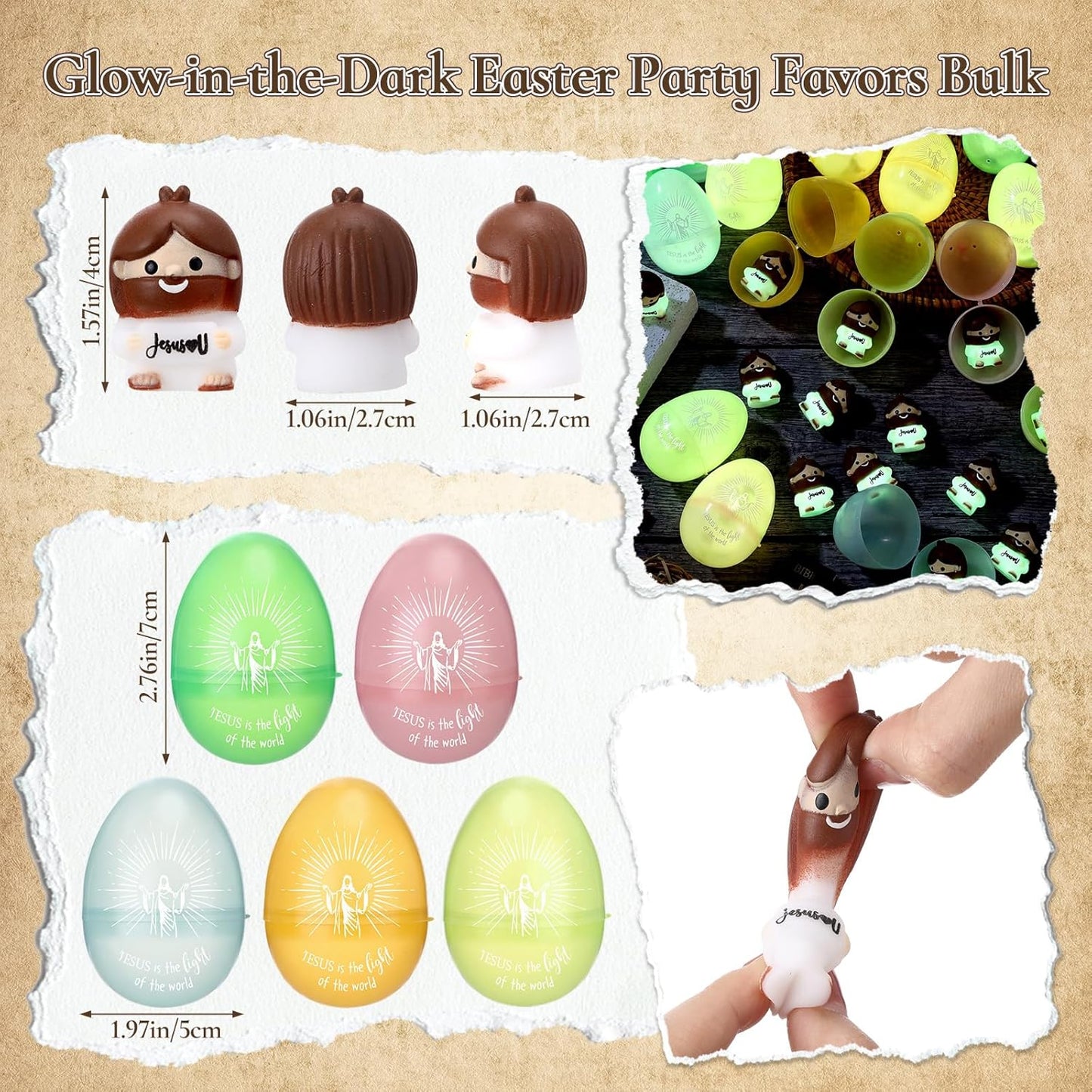 Skiennix Easter Gift Set - 25 Prefilled Glow-in-the-Dark Eggs with Jesus Love You Stress Balls | Perfect for Egg Hunts and Church Events