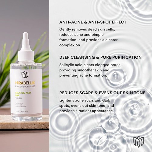 Salicylic Acid BHA Toner - Acne & Blackhead Control with Niacinamide & Green Tea | 6.76 fl. oz for Oily Skin