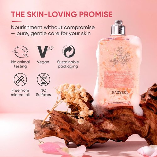 Rose Elixir Body Wash - Moisturizing Shower Gel with Triple Rose Formula | Gentle Foaming Cleanser, 7 oz