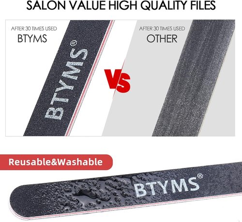 BTYMS Nail Files - 25 Count Double-Sided Emery Boards for Natural Nails | 180/240 Grit Buffing
