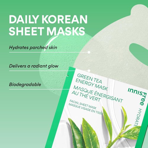 Innisfree Energy Mask - Korean Sheet Mask with Hydrating Serum for Soothing & Glowing Skin Care