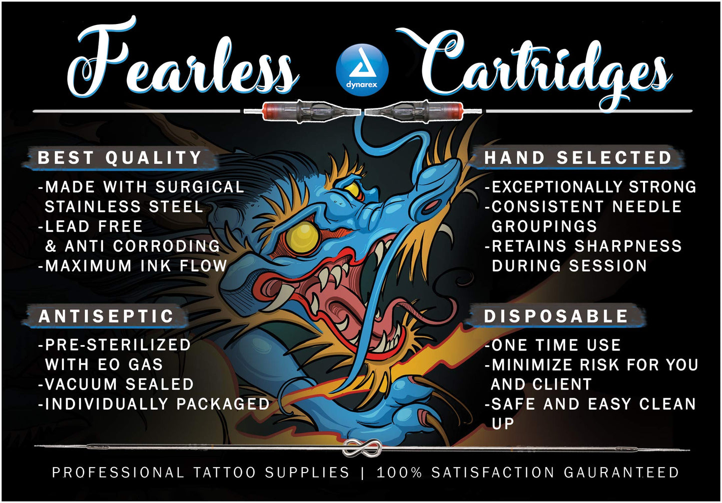 Dynarex Fearless Tattoo Cartridges Round Liner, 1211rl, 20 Count