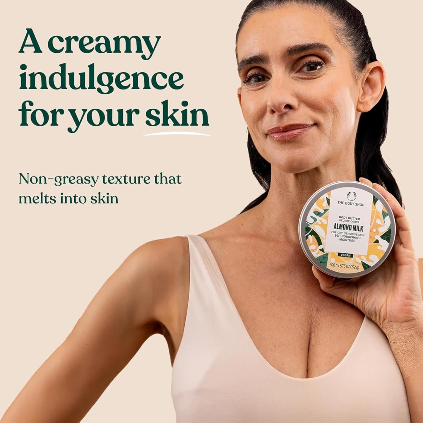 The Body Shop Almond Milk Body Butter - 96H Nourishing Moisture for Dry, Sensitive Skin | 200 mL / 6.75 Oz