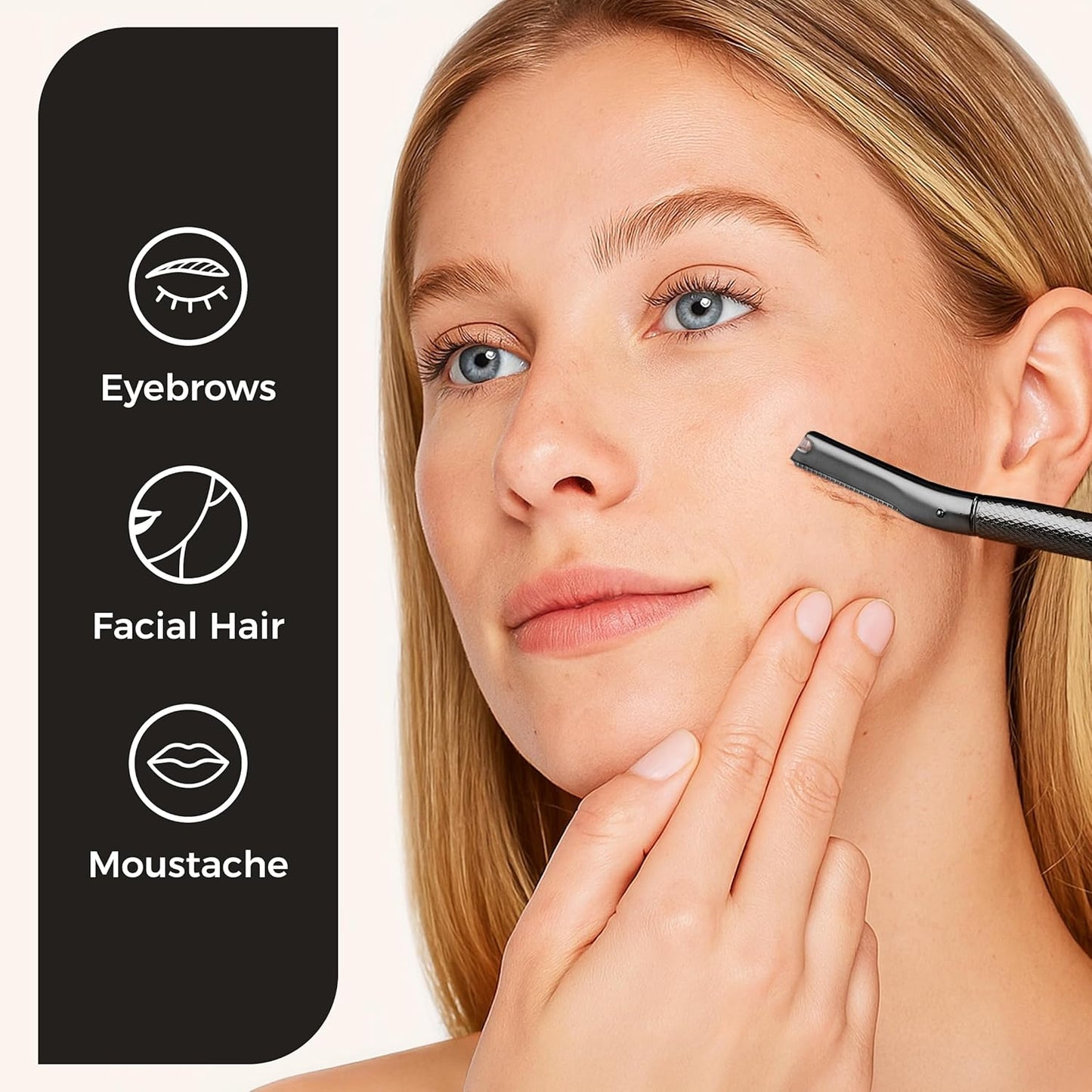 ZOMCHI Eyebrow Razor - Precision Face Trimmer for Men & Women with 6 Blades | Black