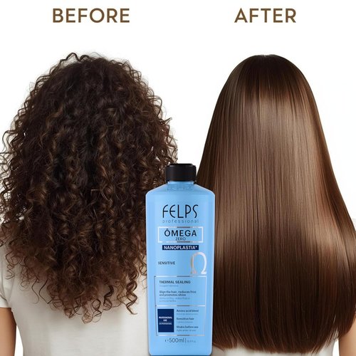 Felps Professional Omega Sensitive - Brazilian Keratin Blowout Treatment - Formaldehyde Free, 500ml/16.90oz