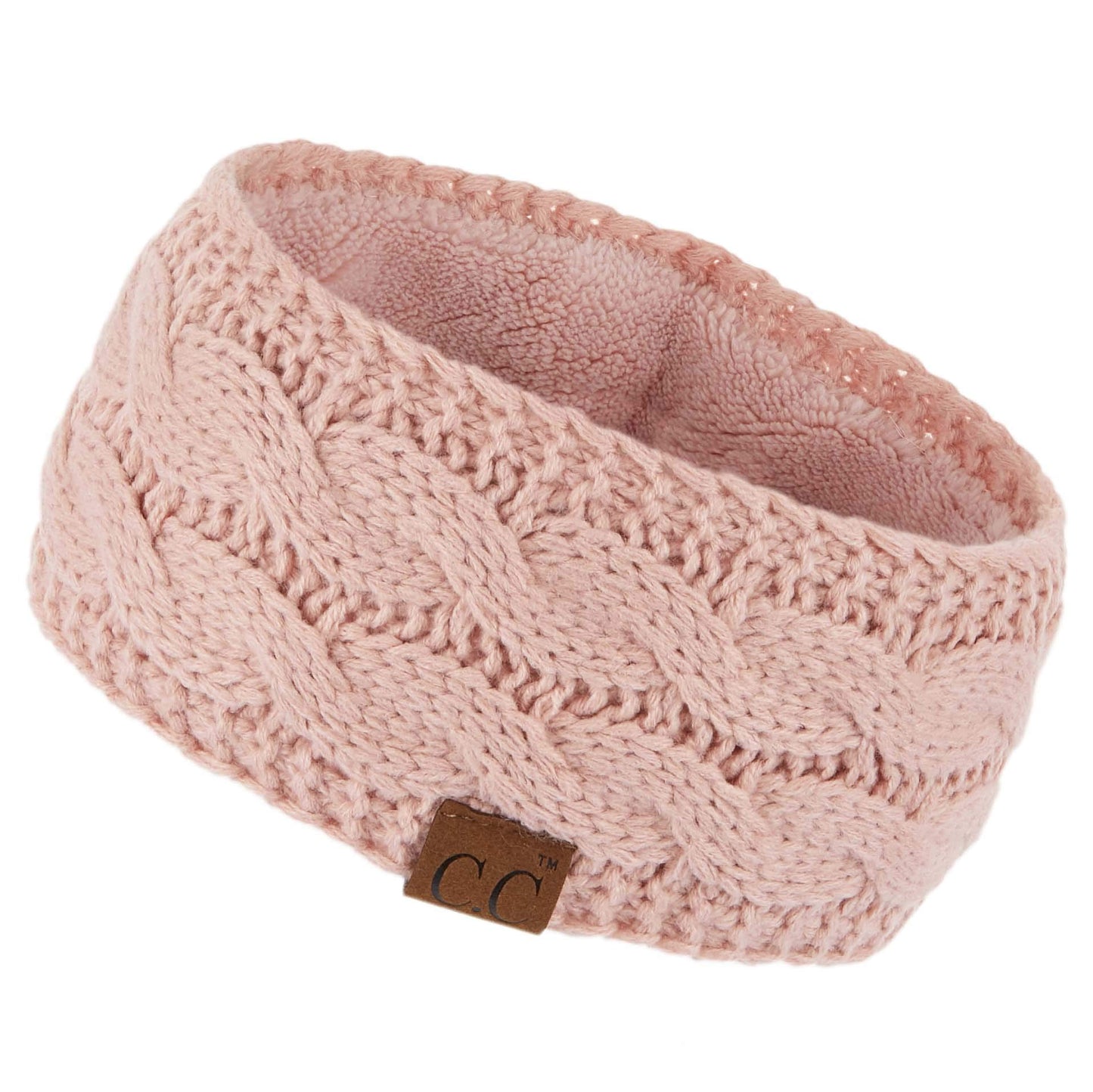 C.C Winter Fuzzy Fleece Lined Thick Knitted Headband Headwrap Earwarmer (HW-20) (Indi Pink)