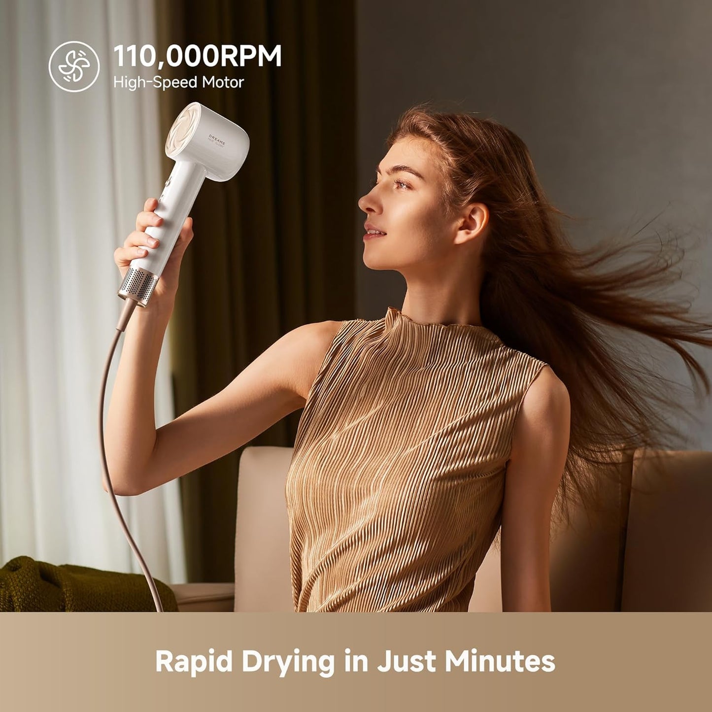 Dreame Glory Mix High-Speed Hair Dryer - Dual Voltage, 3 Magnetic Nozzles, Lightweight White Design