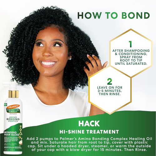 Palmer's Hair Shine Spray - Amino Bonding Complex with Coconut Oil & Vitamin E | Hydrating, Heat Protectant, 4 fl. oz