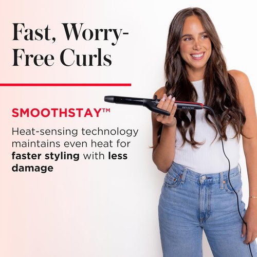 REVLON Smoothstay 1 Inch Curling Iron - Coconut Oil Infused for Enhanced Shine & Reduced Frizz