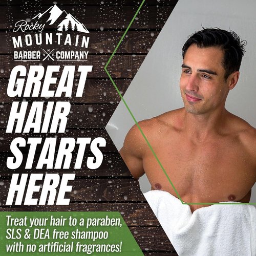 Rocky Mountain Barber Company Men's Shampoo - Tea Tree Oil, Peppermint & Eucalyptus | All Hair Types
