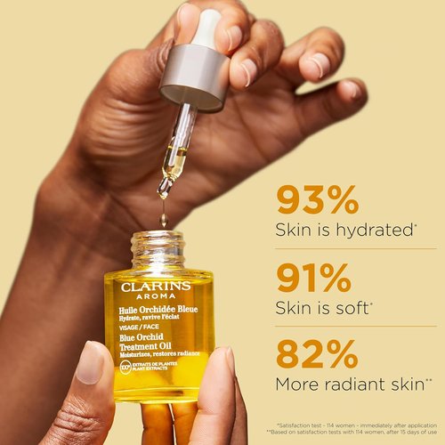 Clarins Face Treatment Oil Bundle - Hydrating Blue Orchid & Purifying Lotus Oils for All Skin Types