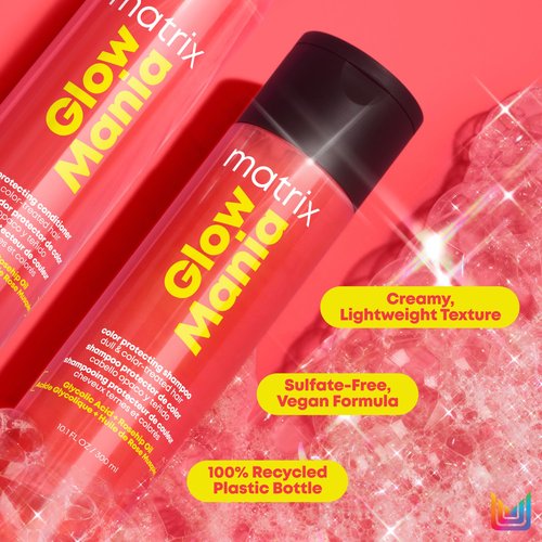 Matrix Glow Mania Color Protecting Shampoo and Conditioner Set - Hydrates & Enhances Shine, Preserves & Protects Moisture & Vibrancy, For Dull & Color-Treated Hair, With Glycolic Acid & Rosehip Oil