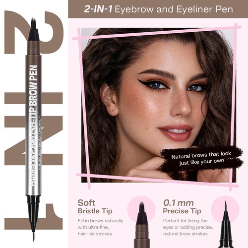 CALAILIS Eyebrow Pencil - 2-in-1 Microblading & Eyeliner with Waterproof Formula | Dark Brown