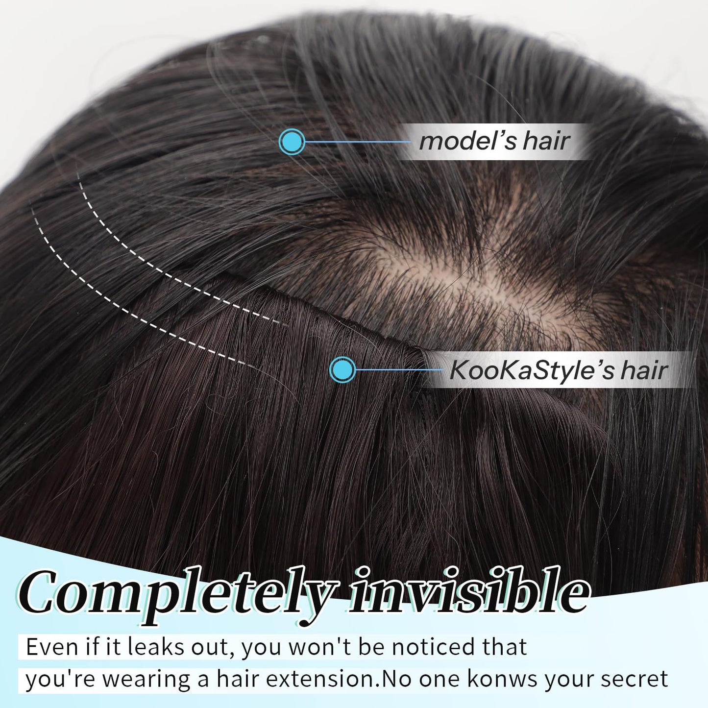 KooKaStyle Hair Extensions 5PCS Long Wavy Upgrate Invisible Full Coverage Edges Seamless Clip in Extensions for Women 20 Inch Dark Brown Synthetic Natural Hairpieces