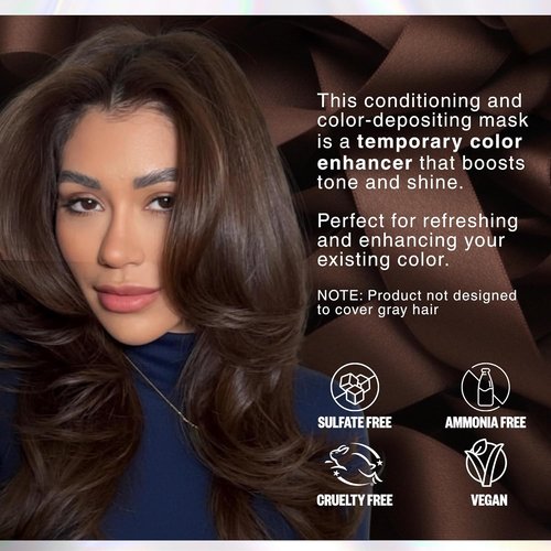 IGK Brown Bella Color Depositing Hair Mask - Chocolate Brown Semi-Permanent Conditioner | Hydrating Gloss Toner | Vegan & Cruelty-Free | 6 oz