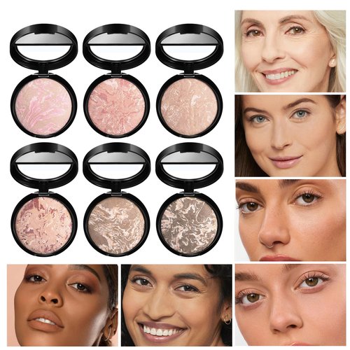 AKARY Baked Powder Foundation, Oil Control Correcting Powder Foundation, Buildable Light to Medium Coverage - Demi-Matte Natural Flawless Finish Smooth Lightweight, 02 Fair