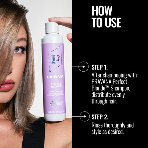 PRAVANA The Perfect Blonde Purple Toning Conditioner - Neutralizes Brassy Tones | Enhances Shine & Protection | Vegan, Cruelty-Free