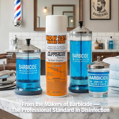 BARBICIDE Clippercide 5-in-1 Disinfectant Spray - 15oz | Cleans, Lubricates, Cools & Prevents Rust | Ideal for Barbers, Stylists & Pet Groomers