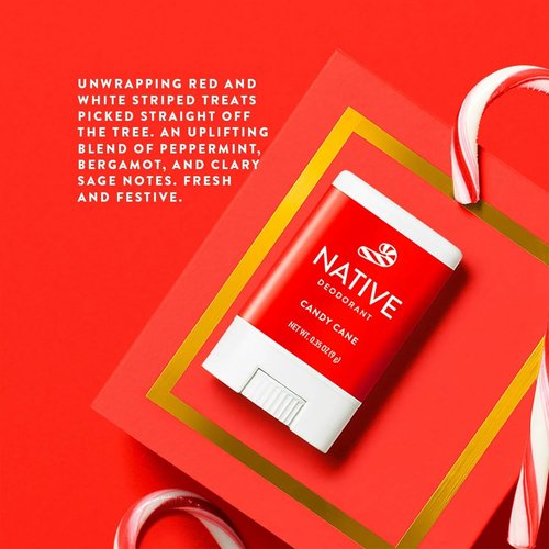 Native Candy Cane Mini Deodorant - Refreshing Holiday Scent | 0.35oz Travel Size