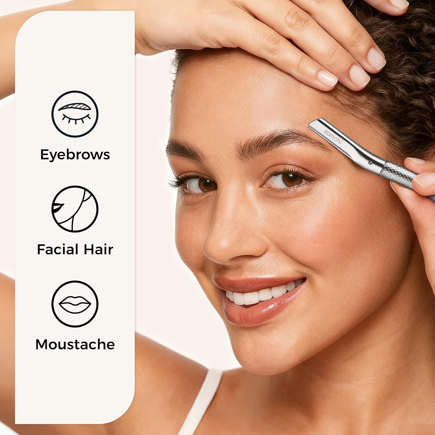ZOMCHI Eyebrow Razor - Precision Face Trimmer for Women & Men | 6-Blade Facial Shaver in Silver