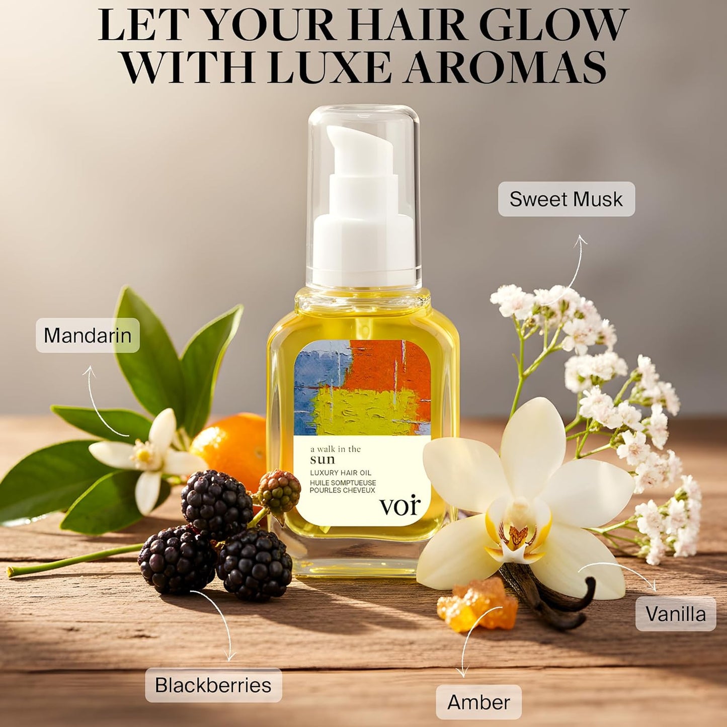 Voir Haircare Luxury Hair Oil - Deep Hydration for Dry, Damaged Hair - Smooths Frizz & Adds Shine | Lightweight with Rosehip, Sunflower & Jojoba Oils (2 Fl Oz)