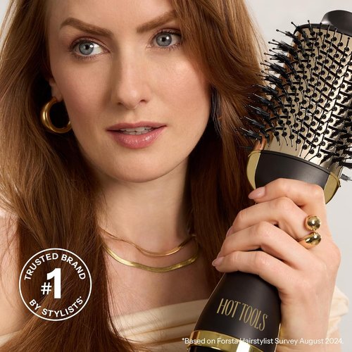 HOT TOOLS 24K Gold Blow Dryer Brush - One-Step Round Brush for Fast Salon-Worthy Blowouts