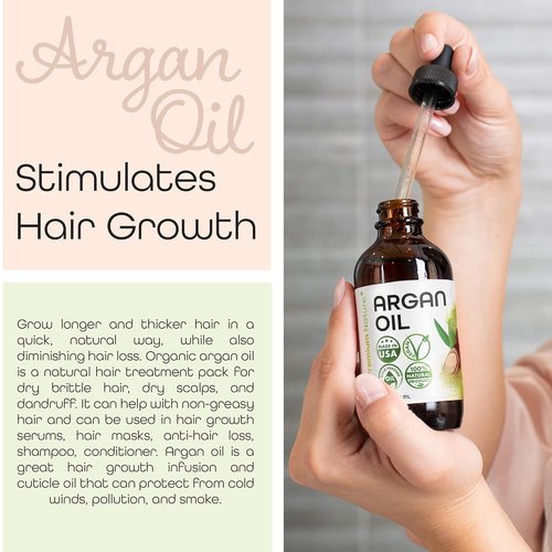 Premium Nature Argan Oil - 100% Pure Cold Pressed Hair Serum for Growth & Moisturizing | 4 oz