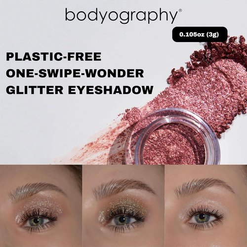 Bodyography Glitter Pigment Eye Shadow - Long-Lasting Shimmer | Vegan & Paraben-Free | Stratus (Champagne/Pink) 1.5g