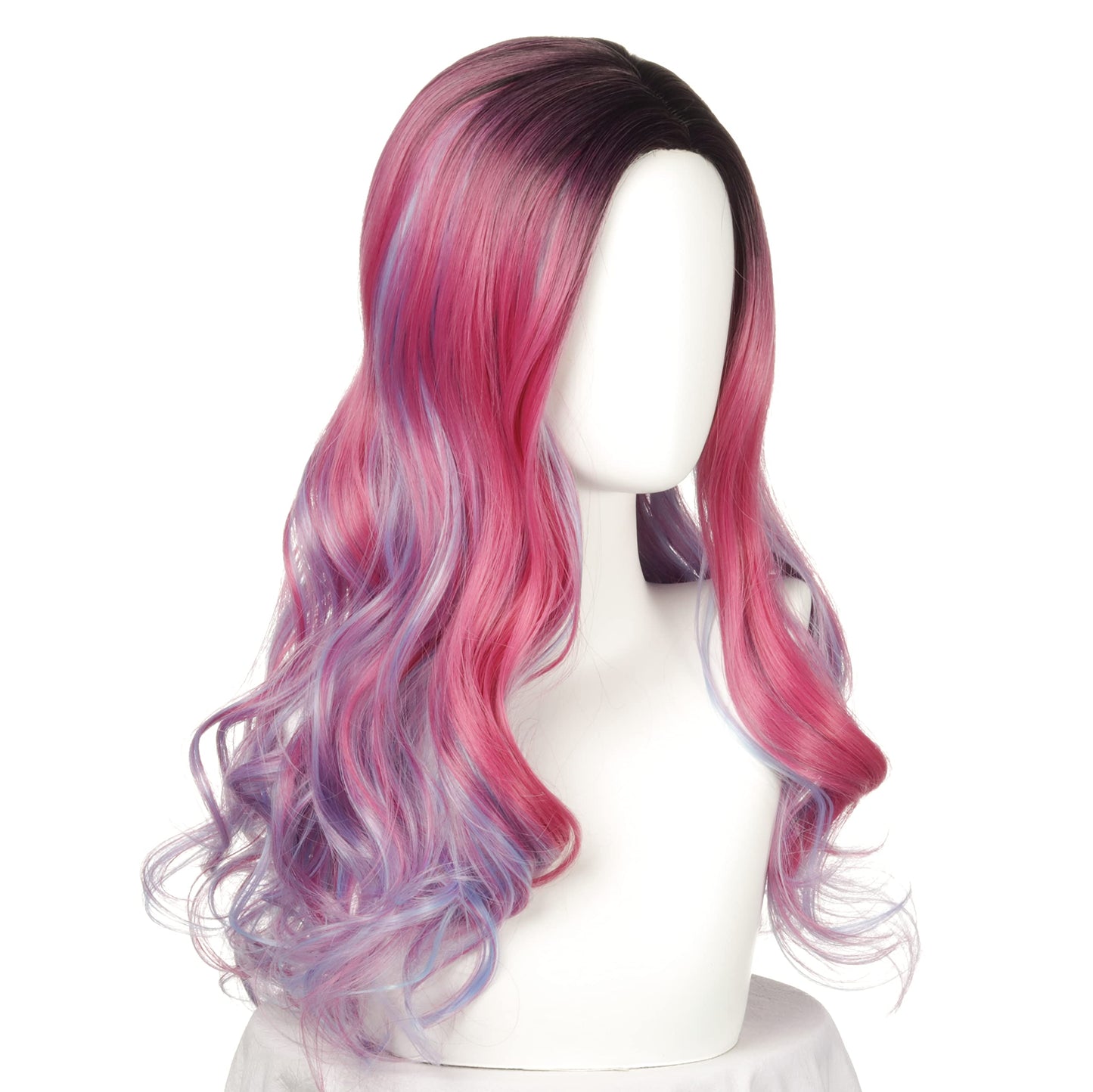 FALAMKA Long Wavy Cosplay Wig Pink and Purple Mixed Wig for Girls Costume Party Halloween