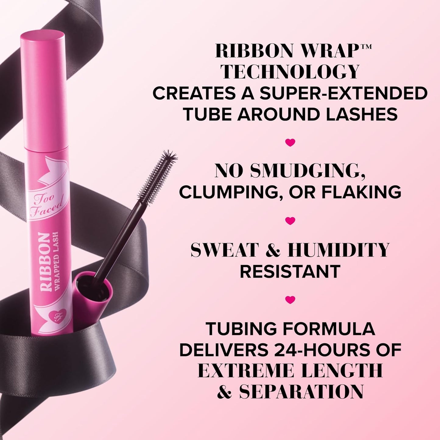 Too Faced Ribbon Wrapped Lash Mascara | Extreme Length Tubing Mascara with no Smudging, Flaking or Clumping