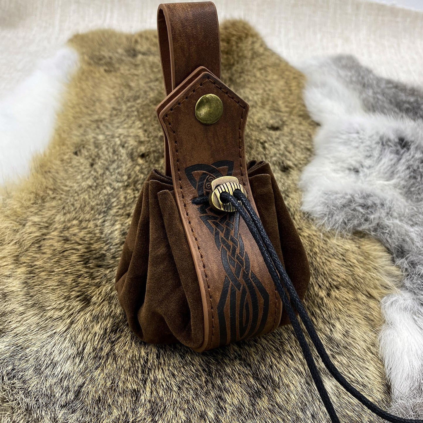 Medieval Viking Belt Bag Renaissance Knight Leather Belt Pouch Ren Faire LARP Costume Accessories for Men Women