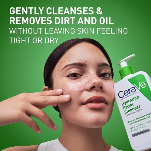 CeraVe Hydrating Facial Cleanser - Moisturizing Face Wash with Hyaluronic Acid & Ceramides for Dry Skin | Eczema Association Certified