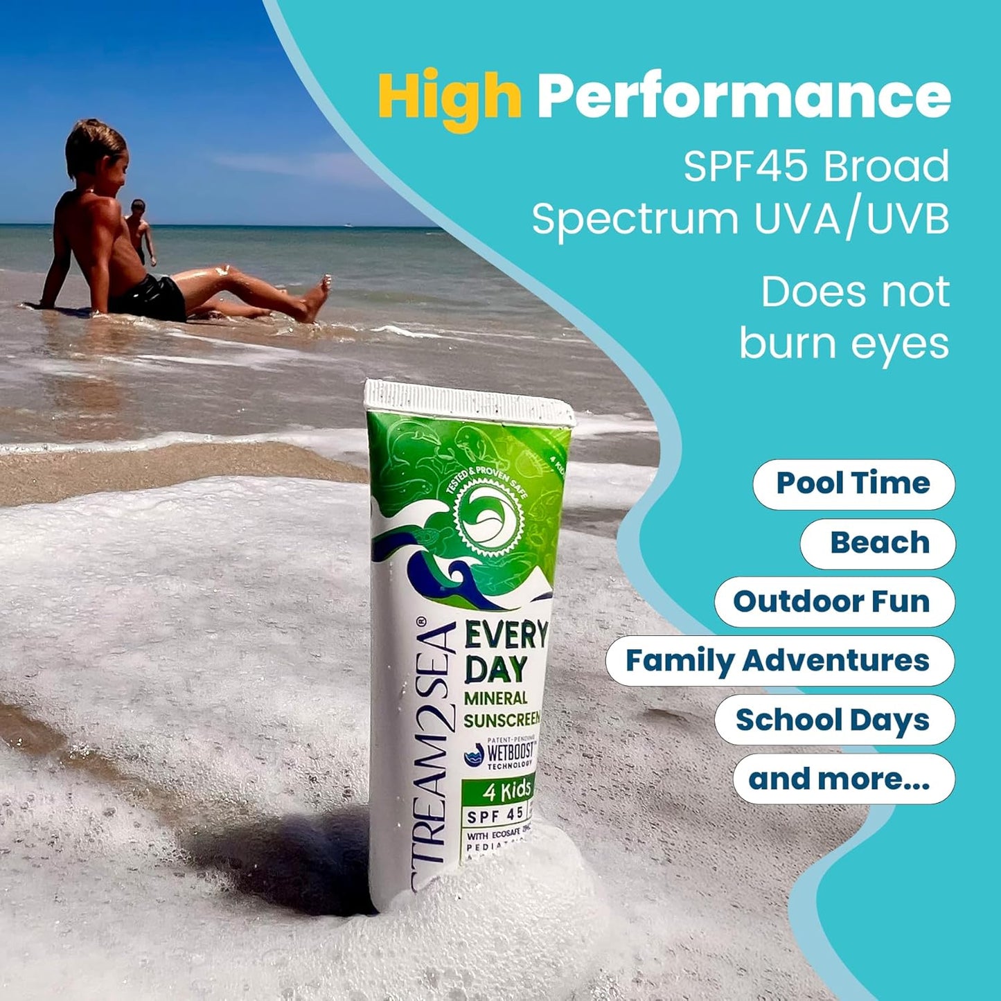 SPF 45 Kids Mineral Sunscreen by [Brand Name] - Biodegradable, Paraben-Free & Reef Safe | 2.5 Fl Oz Non-Greasy Protection Against UVA & UVB