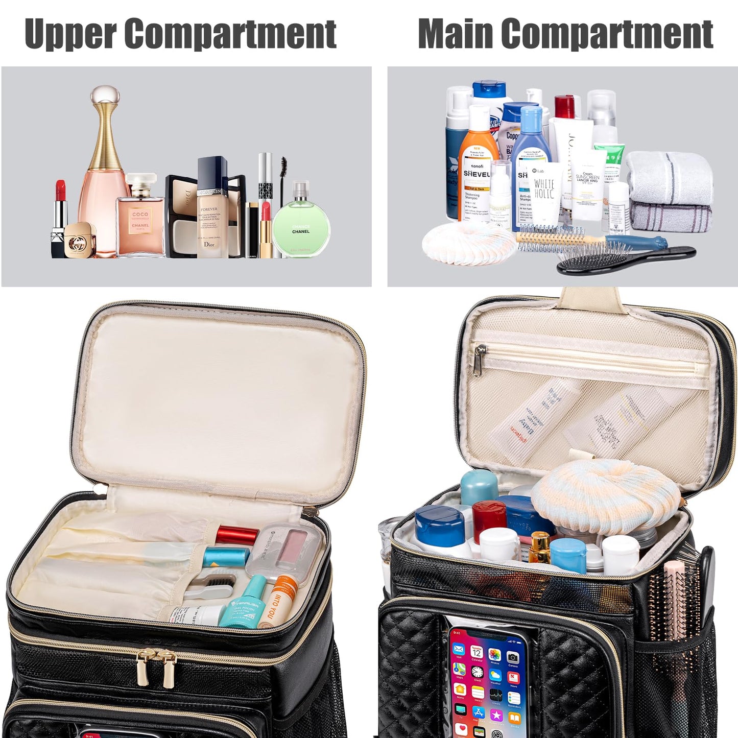 Large Leather Toiletry Bag for Women Men,Bathroom Bag,Water Resistant Portable Shower Caddy for College Dorm,Hanging Toiletry Bags for Traveling,Gym Camping Cruise Ship Travel Essentials Shower Bag