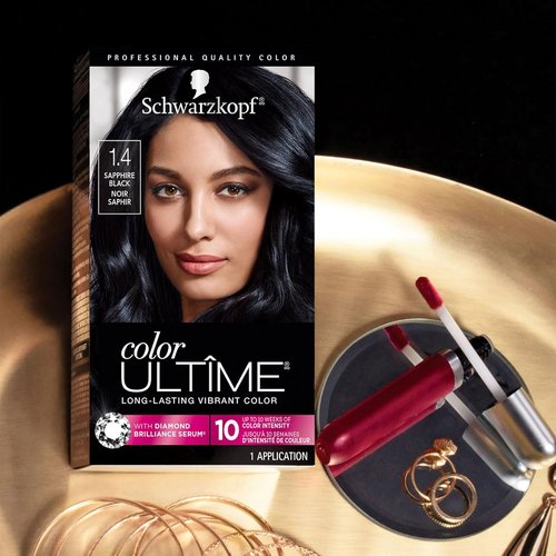 Schwarzkopf Color Ultime Hair Dye - 1.4 Sapphire Black, Permanent & Fade-Resistant, Intense Color for All Textures