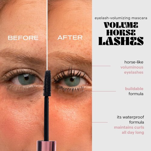 SARELLY Horse Lashes Mascara - Waterproof, Volumizing & Lengthening Formula | Vegan & Cruelty-Free