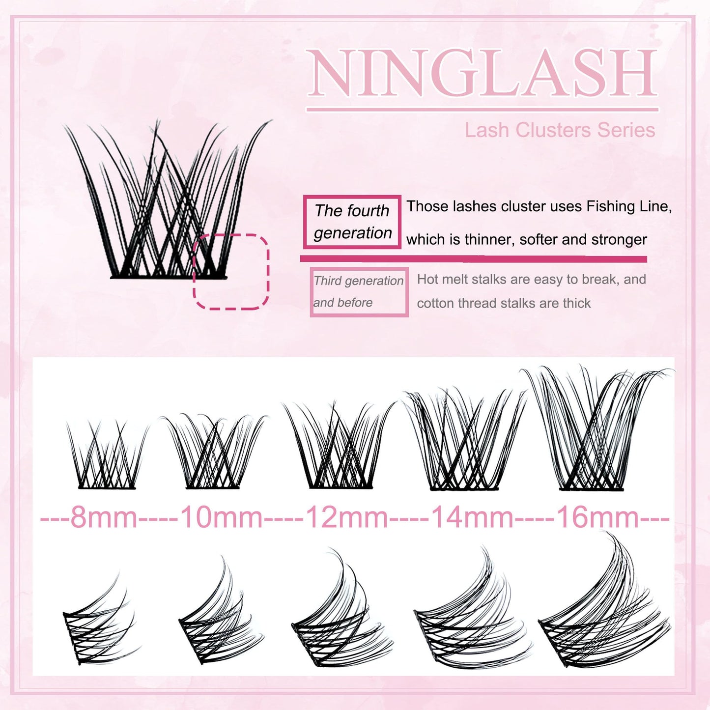 Lash Extension Kit 120 Pcs Lash Clusters with 7 Days Long Lasting Bond and Seal 8-16mm D Curl Wispy Eyelash Extension Kit at Home Lash Tweezers for Lash Clusters