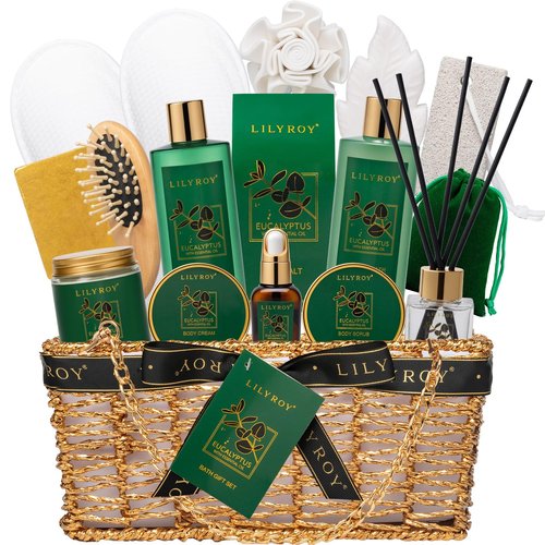 18 PCS Eucalyptus Spa Gift Basket Set for Women Men Bath and Body Gift Basket Set for Mom Mothers Day Birthday Gifts Christmas Gifts Spa Set Spa Kit for Fathers Day Bath Gift Set for Women Valentines