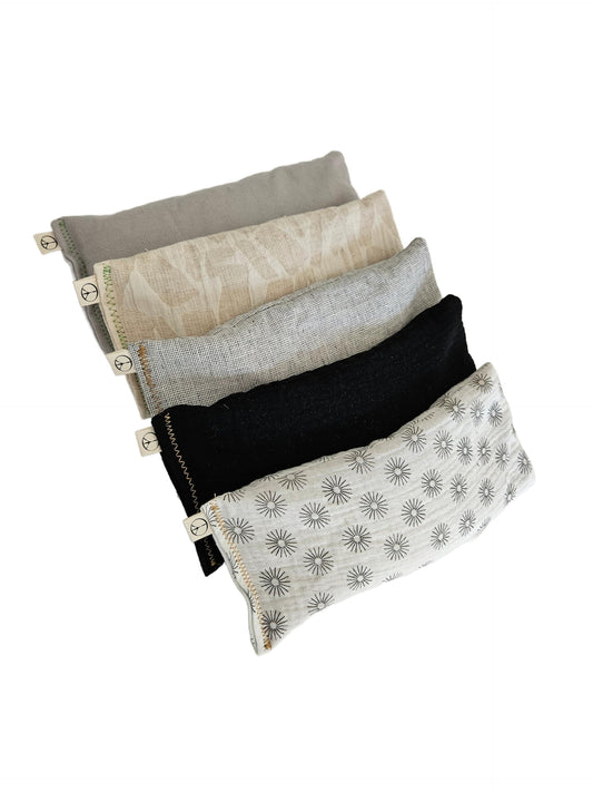 Peacegoods Unscented Eye Pillows (Sampler Pack of 5) - Soft Cotton Gauze Flannel - Filled with Flax Seed Weighted for Yoga Meditation Headache Relief Sleep Massage Bulk - Natural Gray