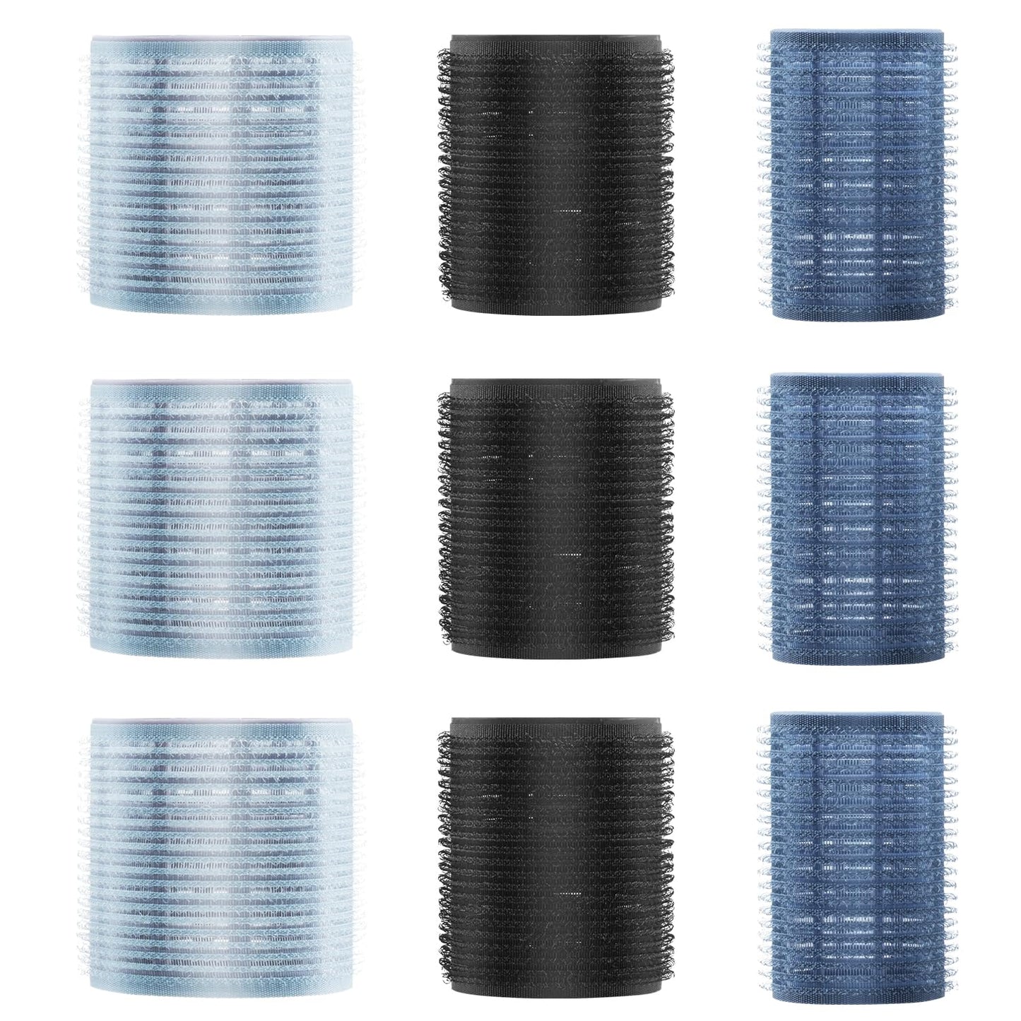 Skiennix Hair Rollers Set - 9pcs Heatless Curlers for All Hair Types | Self-Grip in Dark Blue